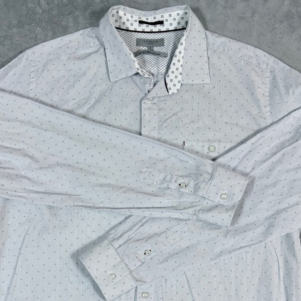 Ted Baker London Men’s XL (6) White Geometric Dot Button Up Shirt